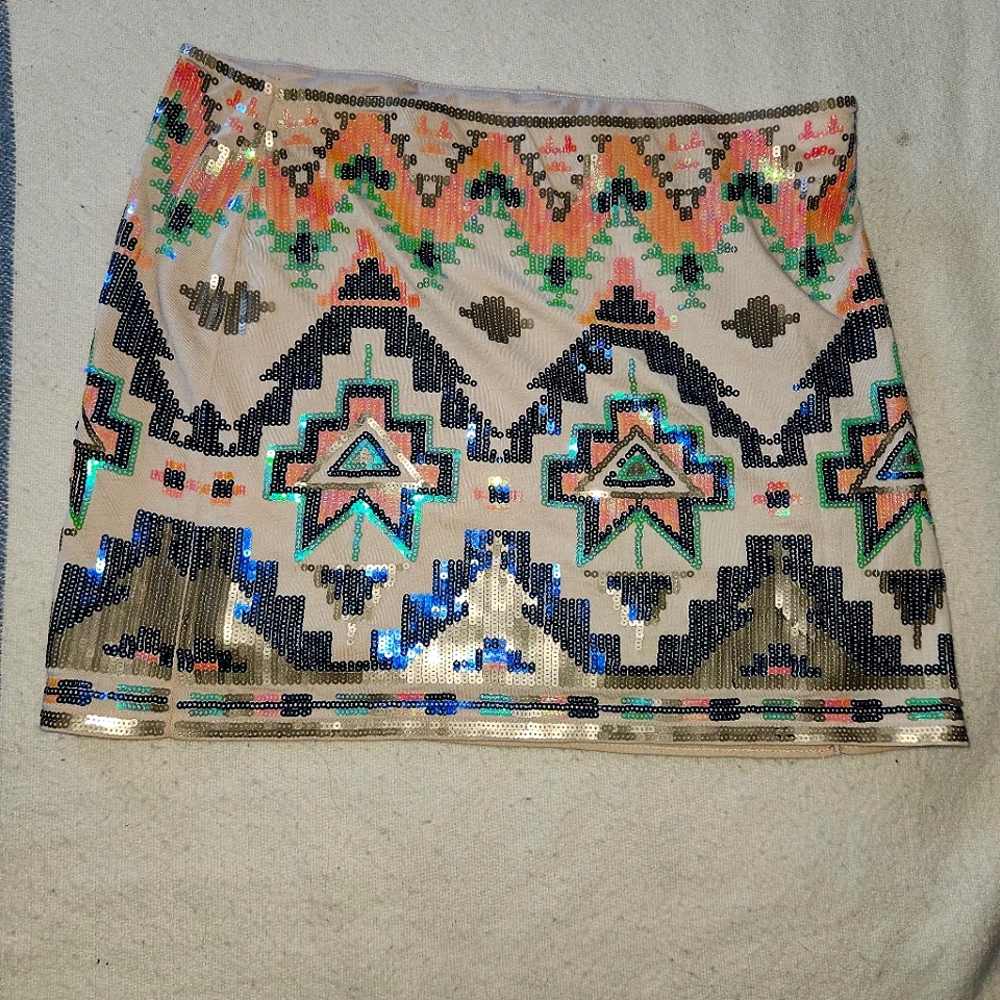 Sequin Embellished Geometric Skirt